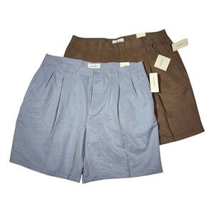 Arnold Palmer Shorts Mens 38 Pleated Front Golf Rayon Blend 8" Inseam NWT 2/Lot